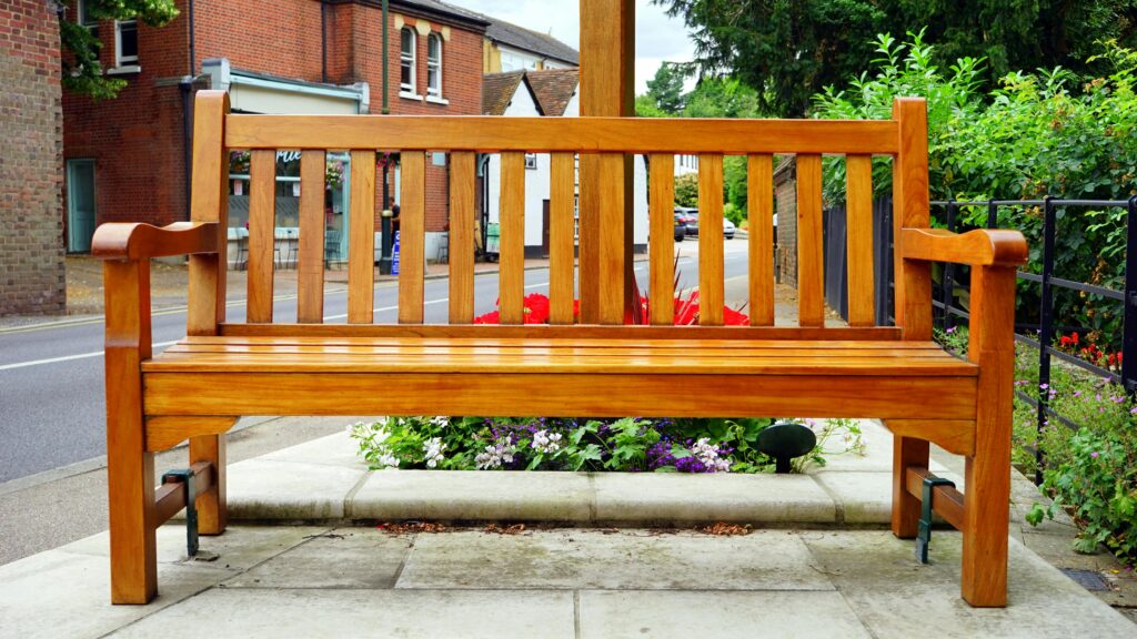 A wooden garden bench